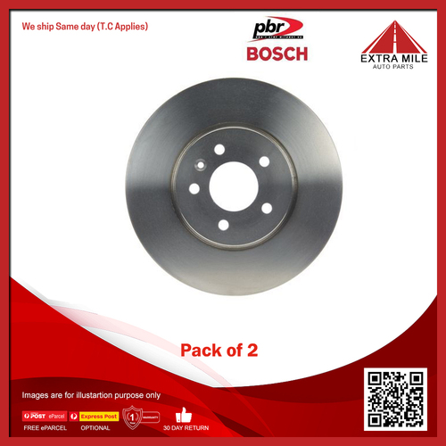 PBR/Bosch Pair Disc Brake Rotor Front For Opel Zafira C P12 1.5L/2.0L 10/2011-On
