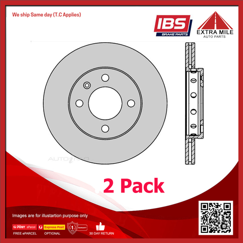 2x IBS Disc Brake Rotor Front For Volkswagen Polo 16V 6N 1.6L AEA I4 8V SOHC