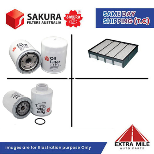 SAKURA Filter Kit For MAZDA B2500 WL Panel cyl4 2.5L Diesel 1999-2000