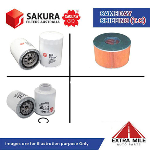 SAKURA Filter Kit For TOYOTA LANDCRUISER HOJ100R 1HD-FTE cyl6 4.2L Dsl 2000-07