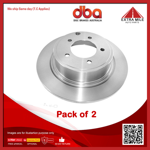 DBA Rear Solid Disc Rotor Pair For Chrysler, Dodge, Jeep, Mitsubishi, Peugeot