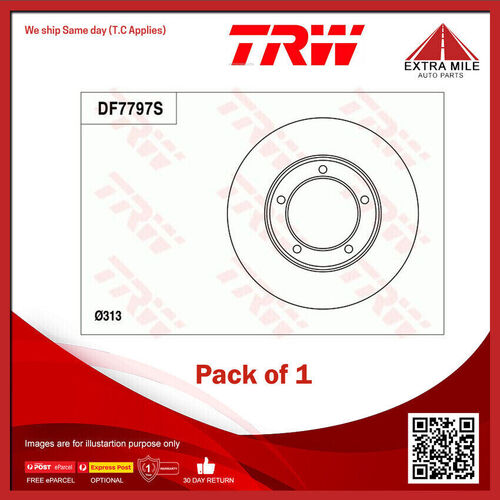 1X TRW Disc Brake Rotor 312mm Front For Toyota LandCruiser J1 4.2L HDJ100,HDJ100