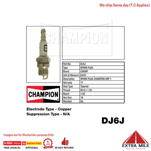 Champion DJ6J SPARK PLUG - SMALL ENGINE (851)