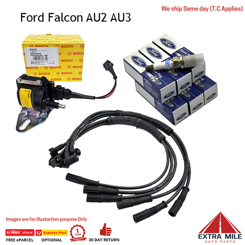Bosch Ignition Coil Spark plugs Leads Kit for Ford AU2 AU3 falcon HD Spiral
