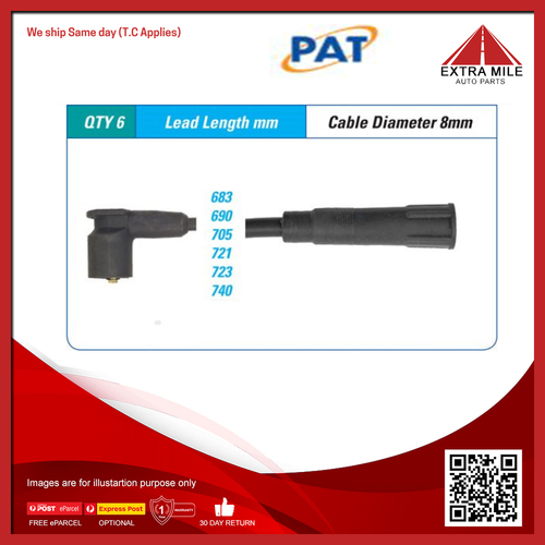 PAT Ignition Lead Set For Ford Fairmont AU2, AU3 4.0L 4 Door Sedan, Wagon