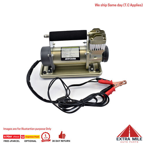 Jetpower Air Compressor 12V 150psi 95L/Min Twin Cylinder 0.5hp 6mtr Coiled Air Hose JPC095