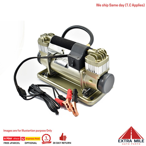 Jetpower Air Compressor 12V 150psi 155L/min Car 4x4 Portable Twin Cylinder 6mtr Hose JPC155