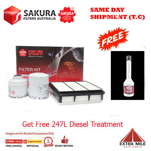 Sakura 4WD Filter Kit For MITSUBISHI CHALLENGER PB 4D56 2.5L 12/2009-06/2013