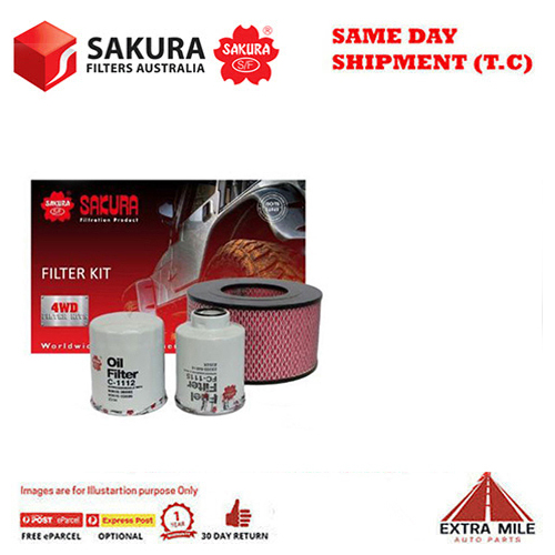 Sakura 4WD Filter Kit For TOYOTA HILUX KZN165 1K2-TE cyl4 3.0L Diesel 1999-2005