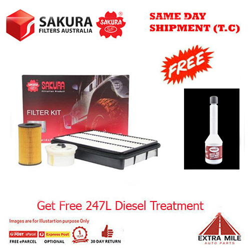 Sakura 4WD Air Fuel Oil Filter Service Kit For TOYOTA LANDCRUISER VDJ79R 1VD-FTV 4.5L