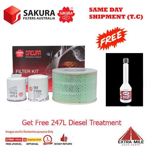 Sakura 4WD Filter Kit For TOYOTA LANDCRUISER HDJ78R 1HD-FTE 4.2L 11/2001-2007