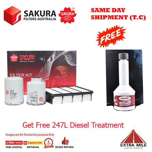 Sakura 4WD Filter Kit For FORD COURIER PH WL cyl4 2.5L Diesel 2005-2006