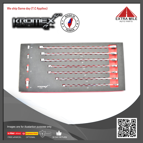 KROMEX 11 Piece Extra Long 72 teeth Ring Ratchet Spanner Wrench EVA Tray toolset