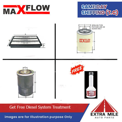 MaxFlow Engine Filter Kit For MITSUBISHI PAJERO NP VRX DiD  Dsl 4 Cyl 3.2L 4M41