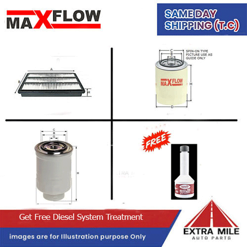 MaxFlow Engine Filter Kit For MITSUBISHI PAJERO NW  Dsl 4 Cyl 3.2L 4M41