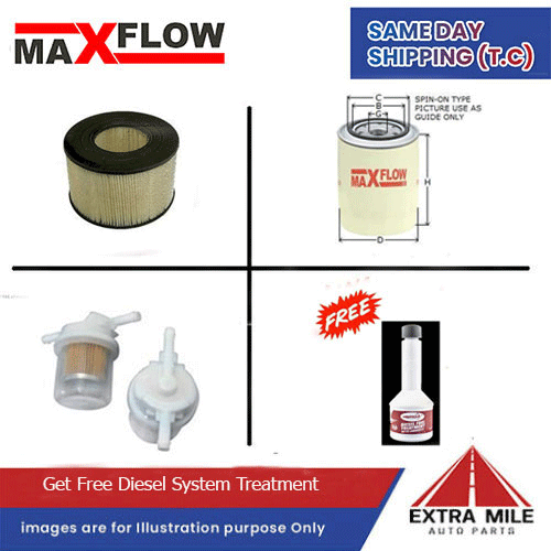 MaxFlow Engine Filter Service Kit For Toyota Landcruiser FJ45 Petrol 6 Cyl 2F