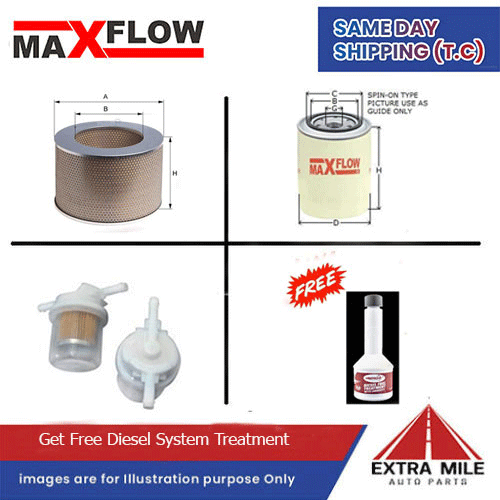 MaxFlow Engine Filter Service Kit For Toyota Landcruiser FJ60 Petrol 6 Cyl