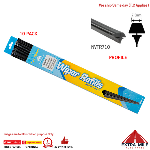 Trico NuVision Wiper Blade Refills Metal Rail Tapered NVTR710-10 7.5mm x 710mm
