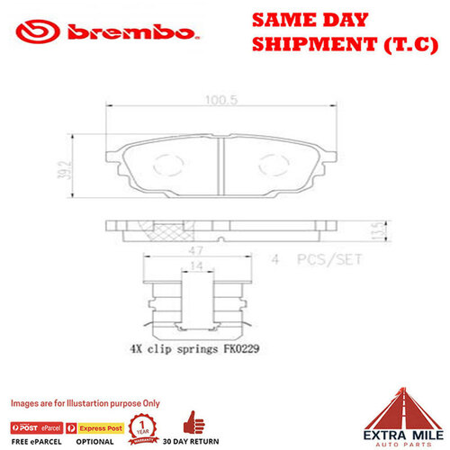 Brembo Rear Brake Pad For Ford Laser KQ 2.0L 04/01-08/02 -P99019