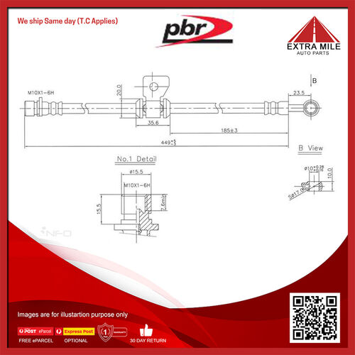 PBR Hydraulic Hose - Rear For Honda Prelude AB SN 1.8L ET I4 12V SOHC