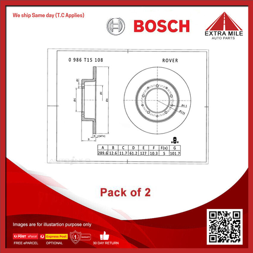 2X Bosch Rear Brake Disc Rotor For Range Rover Range Rover LSE 3.5L/3.9L V8