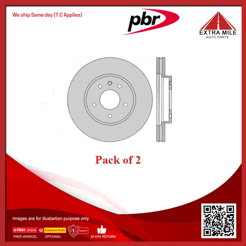 PBR Rear Disc Rotor Pair Solid For Ford Laser KF,KH 1.8L, KJ, KL 1.6L/1.8L-250mm