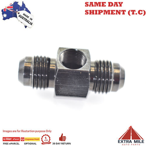 FLARE AN -6 TO -6 WITH 1/8 NPT GAUGE PORT Black