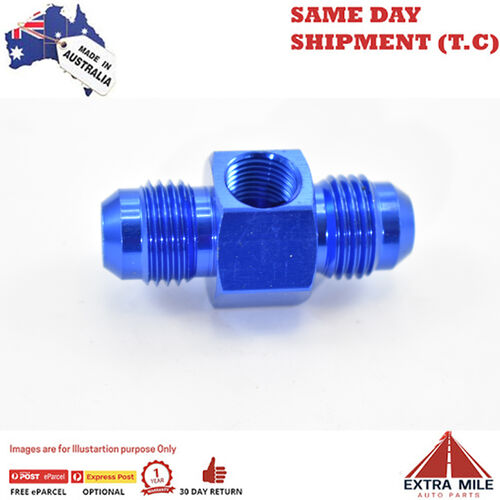 FLARE AN -6 TO -6 WITH 1/8 NPT GAUGE PORT Blue