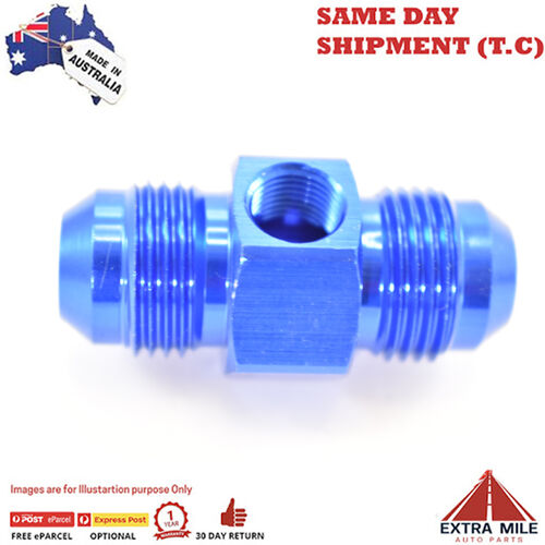 FLARE AN -8 TO -8 WITH 1/8 NPT GAUGE PORT Blue
