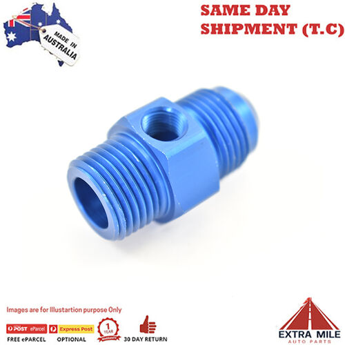 1/2 NPT MALE TO MALE FLARE -10 WITH 1/8 NPT GAUGE PORT Blue