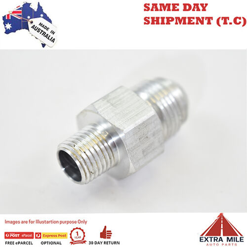 1/4 NPT MALE TO MALE FLARE -8 WITH 1/8 NPT GAUGE PORT White