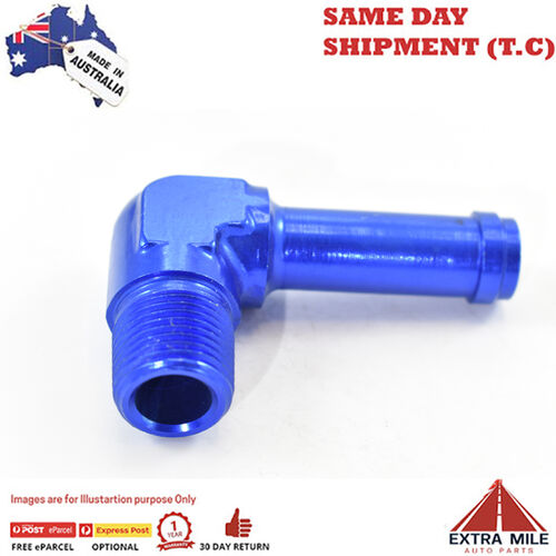 ELBOW 90 DEGREE FORGED 1/2 BARB to 3/8 NPT MALE Blue