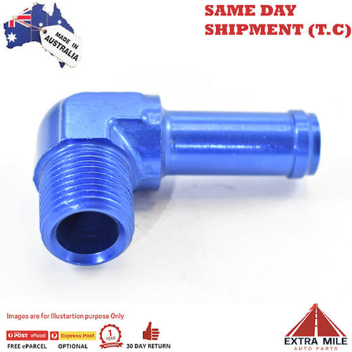 ELBOW 90 DEGREE FORGED 5/8 BARB to 1/2 NPT MALE Blue
