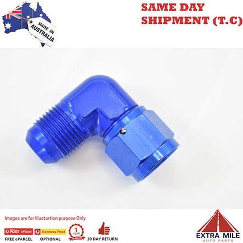 90 DEGREE FEMALE TO MALE AN SWIVEL ELBOW, -10ML X -10FM Blue