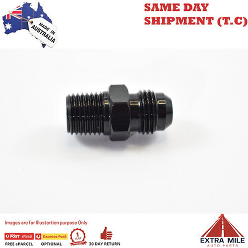 STRAIGHT MALE FLARE -6 TO 1/4 NPT PIPE ADAPTER Black