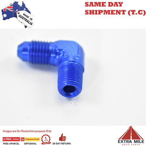 90° MALE FLARE -4 TO 1/8 NPT PIPE ADAPTER Blue