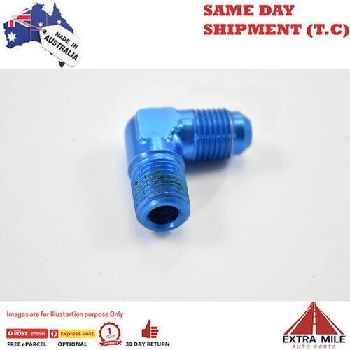 90° MALE FLARE -6 TO 1/4 NPT PIPE ADAPTER Blue