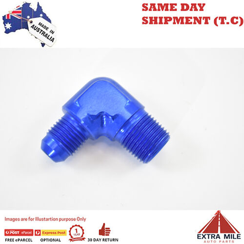 90° MALE FLARE -4 TO 1/4 NPT PIPE ADAPTER Blue