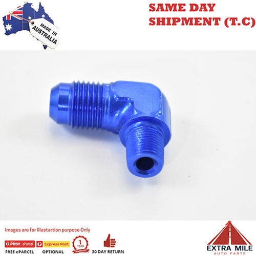 90° MALE FLARE -6 TO 1/8 NPT PIPE ADAPTER Blue