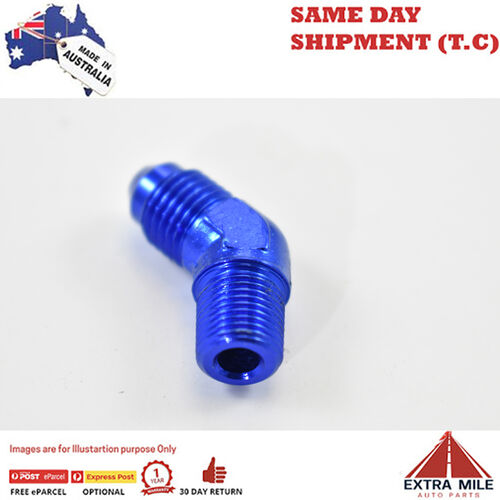45° MALE FLARE -4 TO 1/8 NPT PIPE ADAPTER Blue