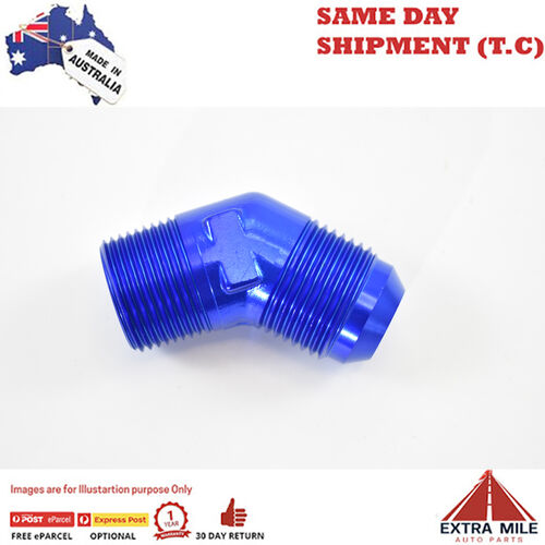 45° MALE FLARE -12 TO 3/4 NPT PIPE ADAPTER Blue