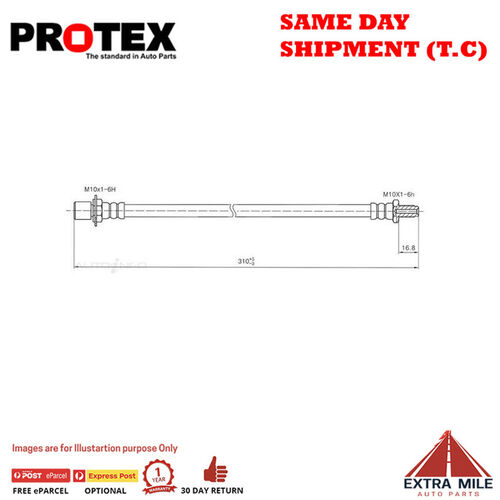 PROTEX Hydraulic Hose - Rear For TOYOTA COROLLA KE30R 4D Sdn RWD 1974 - 1979