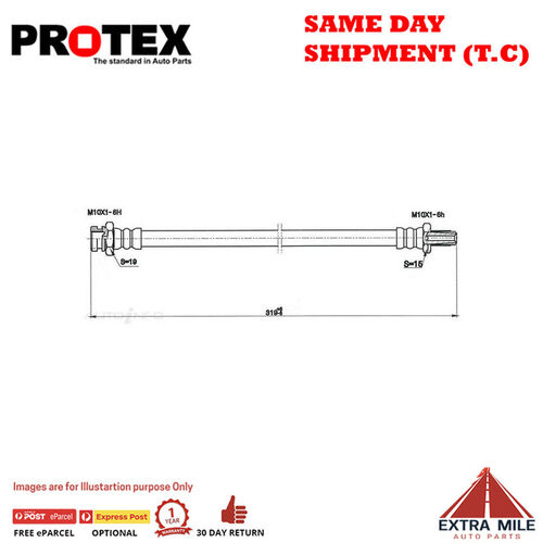 PROTEX Hydraulic Hose - Front For CHRYSLER LANCER LC 2D H/B RWD 1979 - 1981