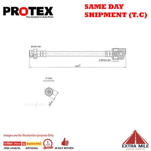 PROTEX Hydraulic Hose - Rear For HOLDEN RODEO KB 2D Ute 4WD 1979 - 1988