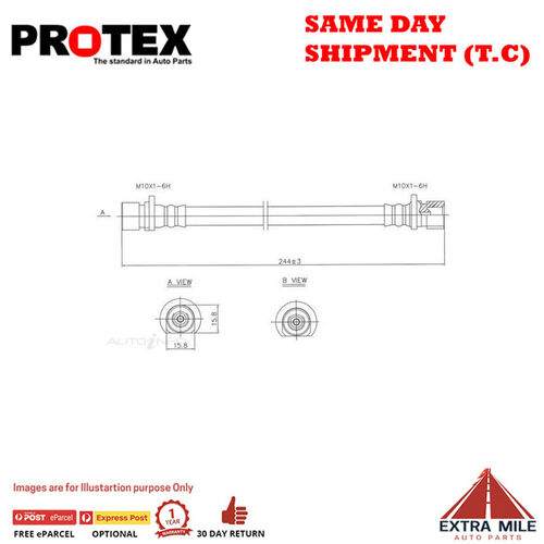 PROTEX Hydraulic Hose - Rear For HONDA ACCORD SY 2D H/B FWD 1981 - 1983