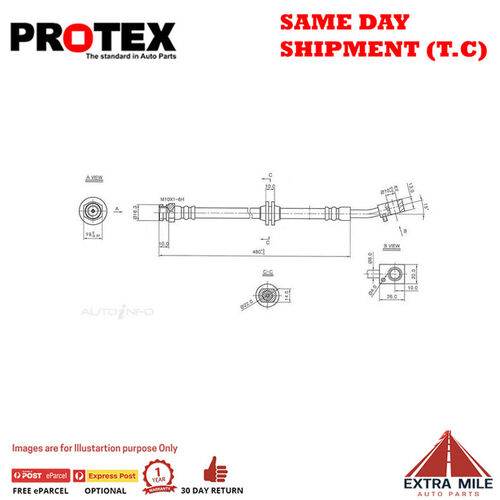 PROTEX Hydraulic Hose - Front For HOLDEN CALAIS VR 4D Sdn RWD 1993 - 1995