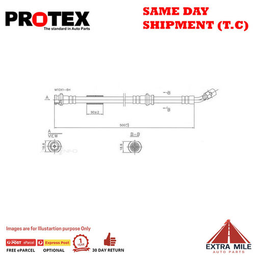 PROTEX Hydraulic Hose - Front For NISSAN BLUEBIRD U13 4D Sdn FWD 1993 - 1997
