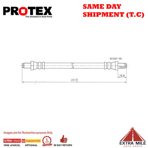 PROTEX Hydraulic Hose - Front For TOYOTA COROLLA KE50R 2D L/B RWD 1977 - 1978