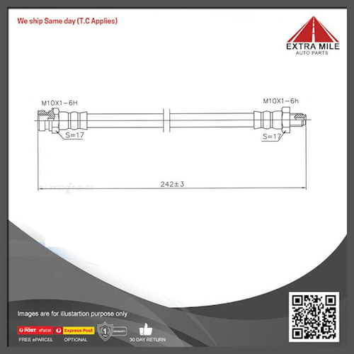 PROTEX Hydraulic Hose-Front For MITSUBISHI TRITON MK 4D Ute 4WD 1996 - 2003