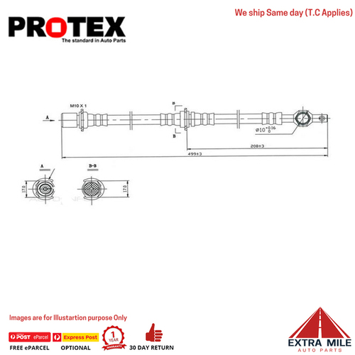 PROTEX Hydraulic Hose-Front For TOYOTA CELICA ST184R 2D L/B FWD 1989 - 1994